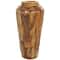 Brown Teak Wood Handmade Tall Floor Vase with Mosaic Live Edge